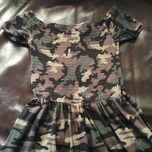 Camo Off Shoulder Dress Size Small EUC